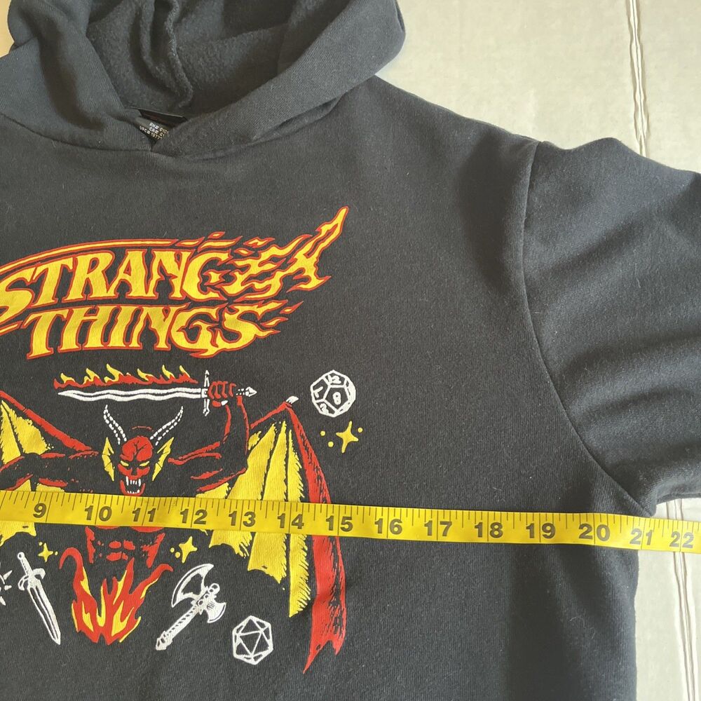 Stranger Things Unisex M Black Hellfire Club D&D Graphic Print Hoodie Pocket LS - Picture 7 of 10